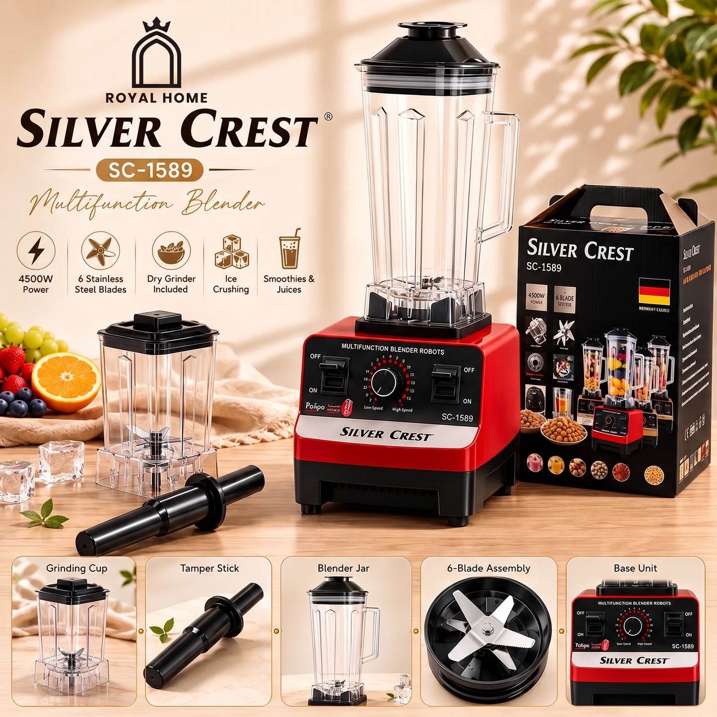 Silver Crest Original German 2-in-1 Blender & Grinder